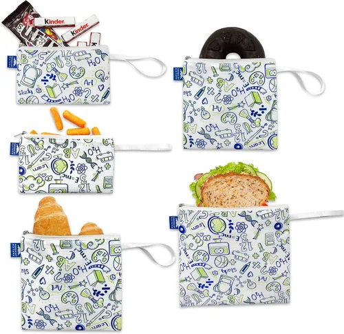 Vista 9 de Nordic By Nature - Bolsas reutilizables de doble capa para sándwiches y aperitivos, sin BPA, fáciles de limpiar, bolsas de almuerzo escolar