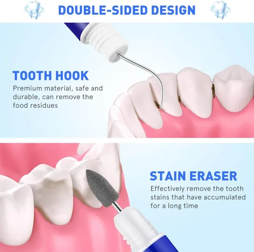 Vista 2 de 2 unids portátil oral diente diente gancho higiénico limpieza molares herramienta dientes manchas removedor placa removedor