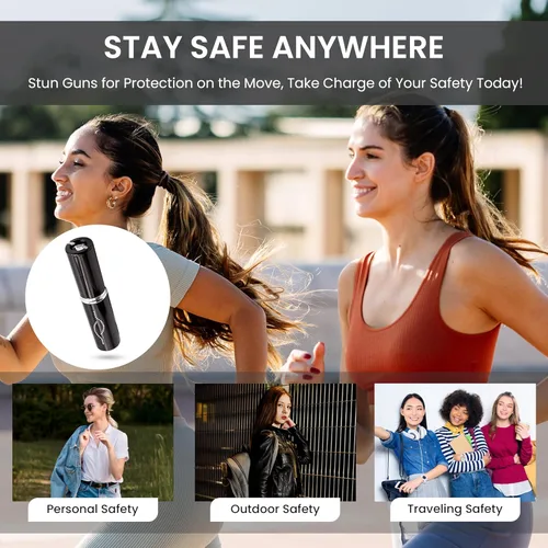 Vista 7 de Pistola aturdidora de lápiz labial para mujer, protección personal compacta y recargable, salida de energía de 1.2 µC con linterna LED, pistola