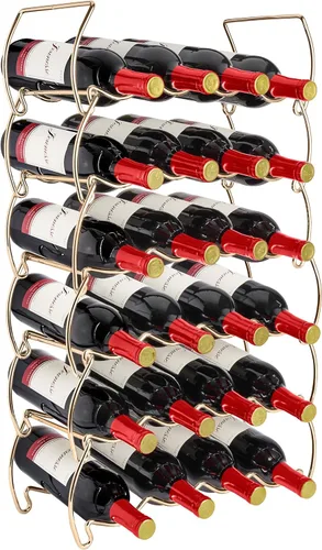 Vista 10 de Sorbus Botellero apilable de 3 niveles, estantes de vino de estilo clásico para botellas, perfecto para bar, bodega, sótano, gabinete, despensa