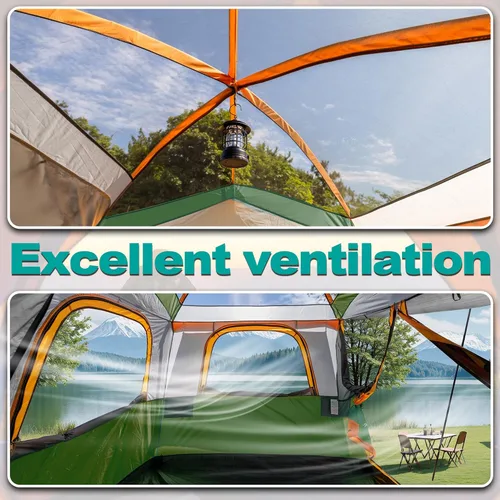 Vista 6 de UNIHIMAL SUV Tent for Camping,Waterproof PU2000mm, Fits 5-8 People,Spacious Double Layer Design, Includes Rainfly & Storage Bag, 8FT L x 8FT W x