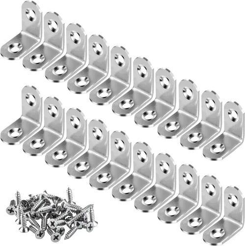 Vista 9 de Soportes de esquina de acero inoxidable de 3 tamaños, soporte en L, 90 grados, soporte de ángulo recto para muebles con tornillos, 12