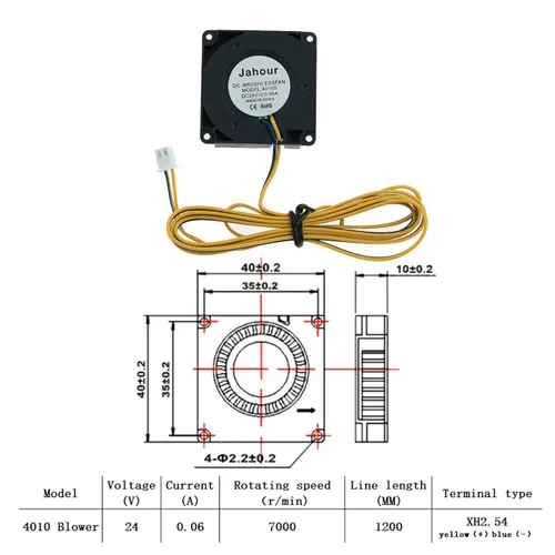 Vista 4 de Ender 3 4010 Ventiladores - 40x40x10MM DC 24V Extrusora Hotend y Turbo Ventilador de refrigeración para impresora 3D Ender 3/3 V2/Pro