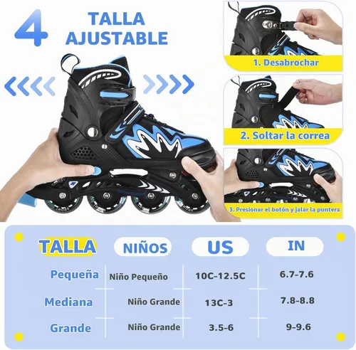 Vista 3 de TOMSHOO Kids Roller Blades Adjustable Inline Skates