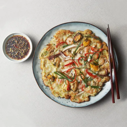 Vista 2 de Surasang Buchimgaru - Mezcla coreana para panqueques, cebolleta pajeon, Kimchi Jeon y panqueques de mariscos, ingredientes de cocina coreana, básico