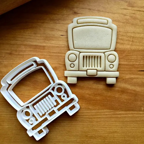 Vista 2 de Sweet Prints Inc Set of 2 School Bus Front Cookie Cutter - Dishwasher Safe (X-Small - 2")