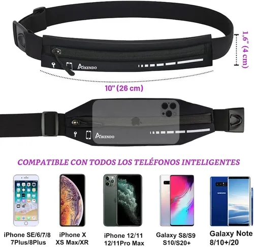 Vista 3 de Cinturón delgado para correr para mujeres y hombres, riñonera para corredores, soporte para teléfono, cinturón de cintura para correr, cinturón