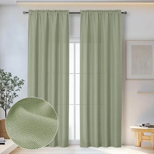 Vista 12 de OWENIE Bob Juego de 2 Paneles de Cortinas Negras de Cocina para Ventanas de 36 Pulgadas de Largo, Cortinas Cortas de Café con Textura de Lino