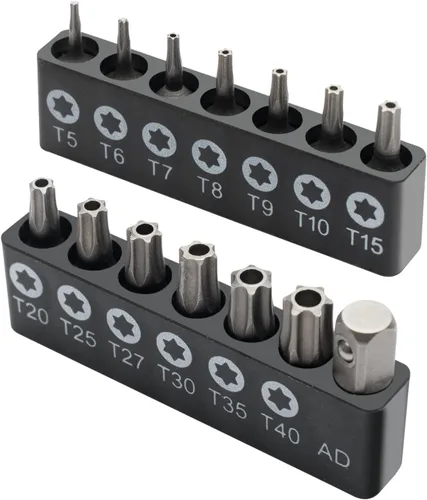 ROTATION Juego de 14 piezas de brocas estrella resistentes a manipulaciones, acero cromo vanadio, juego de brocas de seguridad Torx de grado de