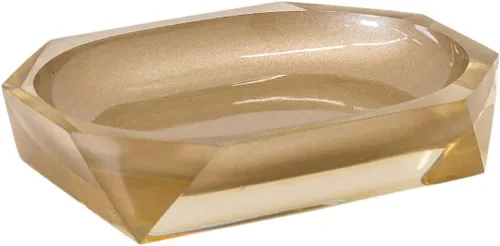 Jabonera facetada, resina duradera, suave, fácil de limpiar, para decoración elegante de baño, bronce, 4 x 5, se vende individualmente