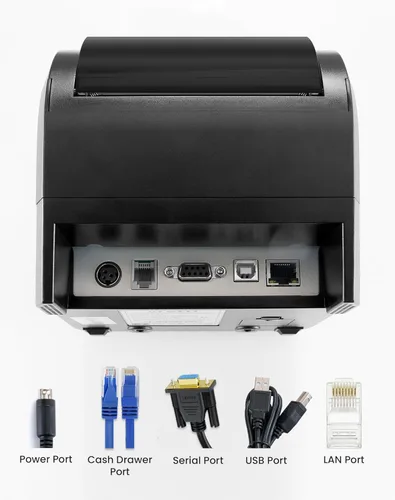 Vista 7 de Impresora de Recibos Térmica vretti, Impresora POS USB de 3'1/8 80mm, Impresora de Cocina para Restaurante con Soporte de Cortador Automático