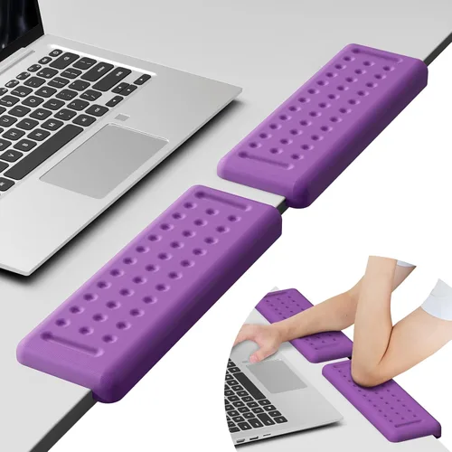 Vista 13 de Leolee Coderas de escritorio en forma de L para escritorio, reposabrazos de espuma viscoelástica negra para escritorio con base antideslizante