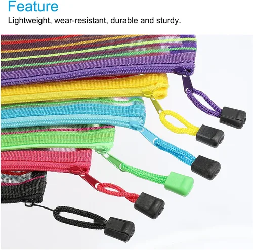 Vista 4 de MECCANIXITY Bolsas de malla con cremallera, estuche colorido B6 para lápices de documentos, organizador de almacenamiento para suministros