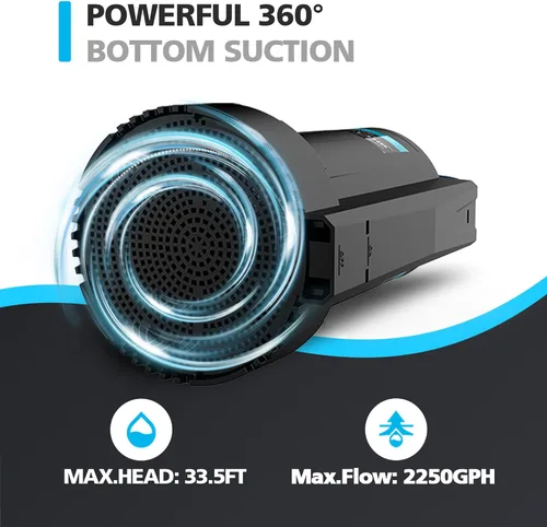 Vista 5 de 1/3 HP Bomba de Agua Sumergible Automática, Bomba de Sumidero Portátil Eléctrica de 2250GPH, Bomba de Utilidad para Eliminación de Agua de Alberca