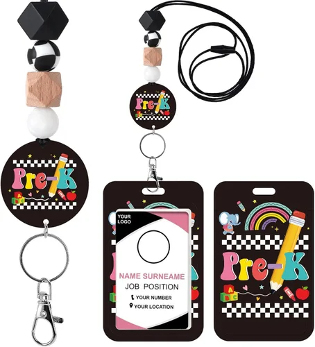 Vista 32 de Cordones para profesores de identificación - Accesorios de llavero con cuentas de silicona boho separables y lindo arcoíris, soporte