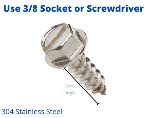 Vista 2 de BCP Fasteners Paquete de 4 tornillos negros para placa de matrícula de acero inoxidable (BCP957)