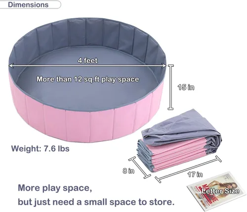 Vista 2 de Piscina de bolas de 4 pies para niños/patio de juegos de bebés/corralito de bebé/valla para bebé, tiene capacidad para más de 1000 bolas, plegable