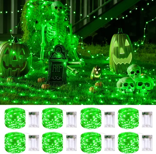 Vista 19 de JMEXSUSS Paquete de 4 unidades de 50 luces LED multicolor de hadas operadas por batería, cada una de 16 pies, luces de Navidad multicolor
