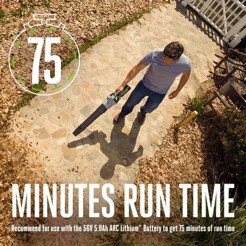 Vista 4 de EGO Power + LB5800 580 CFM Soplador de hojas inalámbrico de iones de litio de velocidad variable de 56 voltios Batería y cargador no incluidos