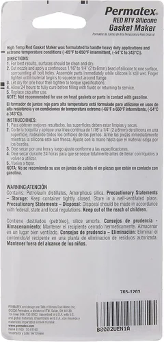 Vista 2 de Permatex 81160 Junta de silicona RTV roja de alta temperatura, 3 oz