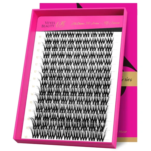 Vista 18 de VEYESBEAUTY Extensiones de Pestañas Individuales Esponjosas en Racimos VBmuse 3D Pestañas de Volumen en Capas Banda Delgada e Invisible Pestañas