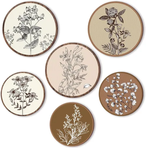 Vista 7 de Barydat 6 Piezas de Arte de Pared Boho con Plantas, Decoración de Pared de Madera Boho, Estilo Granja, Rústico, Bohemio, para Colgar en Dormitorio