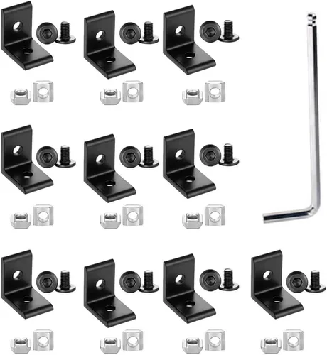 Vista 16 de 6 juegos de conectores de soporte de esquina 2020 con 5 agujeros, placas de junta en T para accesorios de perfil de extrusión de aluminio de ranura