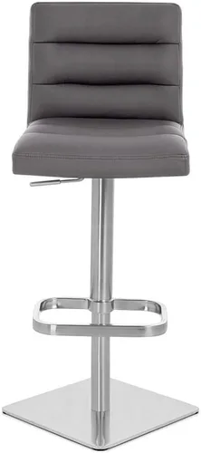 Vista 88 de Zuri Muebles Taburete de bar moderno de altura ajustable gris exuberante con base plana redonda cepillada