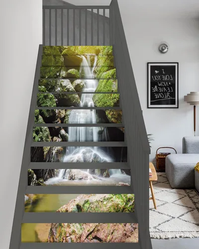 Vista 12 de FLFK Calcomanías para Escaleras - Calcomanías Adhesivas para Escaleras Despegar y Pegar, Pintura al Óleo Graffiti Calcomanías para Contrahuellas