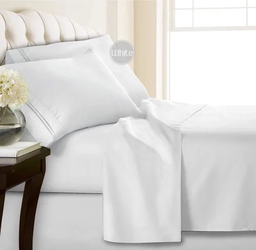 FBTS Basic Juego de sábanas para cama de tamaño King, juego de sábanas de microfibra sedosas y transpirables, con bolsillo profundo de 18 pulgadas,