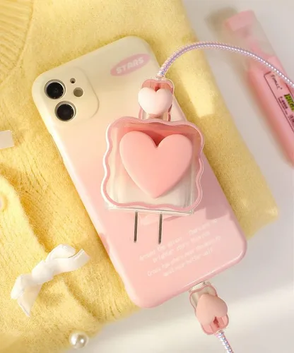 Vista 5 de ZOSTLAND 5 en 1 DIY 18W 20W Protector en forma de corazón, cable de datos, cargador USB, organizador de cables para auriculares, compatible