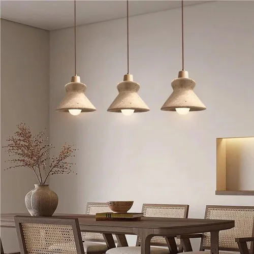 Vista 3 de Kitchen Island Pendant Light Retro Yellow Cave Stone Hanging Lamp Mid Century Single Head Solid Wood Chandelier for Restaurant Bar Bedroom Club