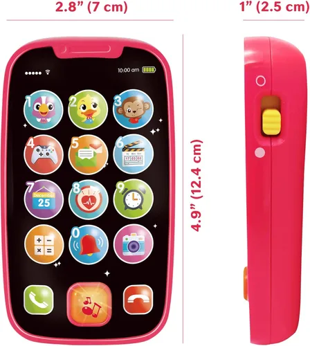 Vista 4 de My First Smartphone - Juguete para bebé con teléfono celular, para niños pequeños y niños pequeños, 15 botones y funciones únicas, melodías