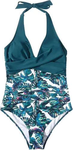 Vista 5 de Traje de baño sexy para mujer, traje de baño de playa de verano, con cuello en V, retazos, bikini push up, a la moda, con bloque