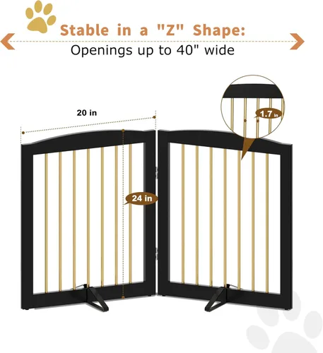 Vista 5 de PUPETPO Puerta independiente para mascotas para perros, puerta plegable de madera para perros para casa, escaleras, entradas, valla de seguridad