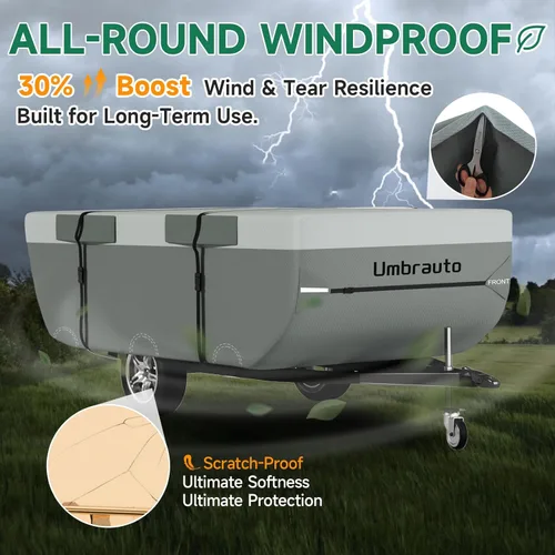 Vista 4 de Umbrauto - Cubierta para remolque de tienda de campaña 2022 mejorada de 6 capas superiores, impermeable, extragrueso, polipropileno, transpirable