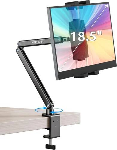 Vista 8 de Urmust Soporte universal de pared para tablet, ajustable en 360°, para dispositivos de 4.7 a 13 pulgadas, iPad, Galaxy Tab, soporte de pared