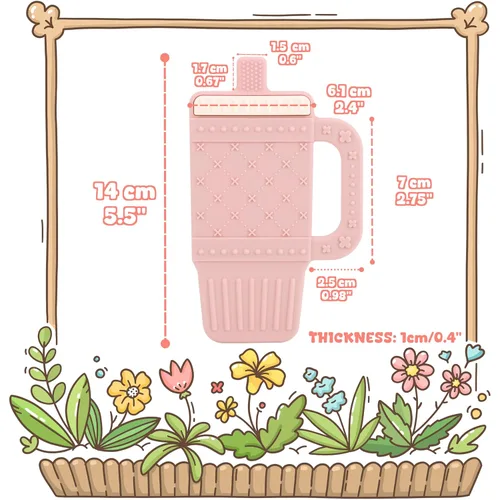 Vista 6 de Juguete de dentición para bebés, de silicona, para bebés de 3, 6, 12, 18 meses, vaso con forma de taza, alivio de la dentición con asa, juguetes
