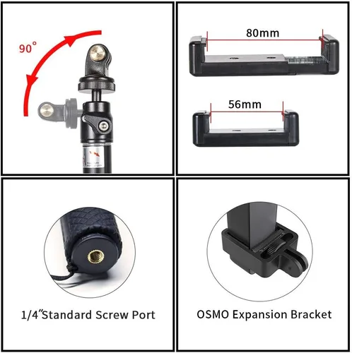 Vista 4 de Smatree Palo selfie telescópico de 36.6 pulgadas con trípode compatible con DJI OSMO Action 6/Osmo 360/Pocket 2, para GoPro Max 2/Lit Hero/Hero