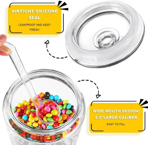 Vista 3 de 2 frascos de vidrio de almacenamiento de alimentos de 1 galón, tarro de vidrio de boca ancha con tapa hermética, tarro de galletas y tarro