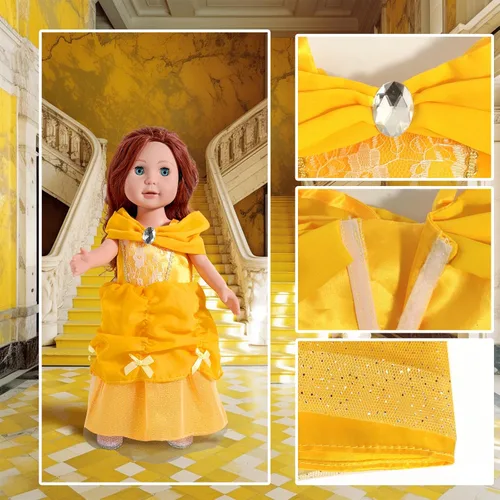 Vista 3 de Ropa y accesorios WONDOLL para muñecas de 18 pulgadas, Vestido de disfraz de princesa, 6 piezas, de 18 pulgadas