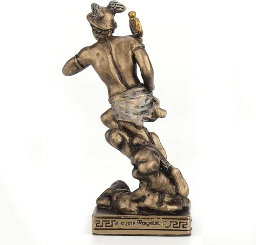 Vista 4 de Veronese Design 3 12 Dios griego Hermes, el mensajero de los dioses, figura en miniatura pintada a mano con acabado de bronce
