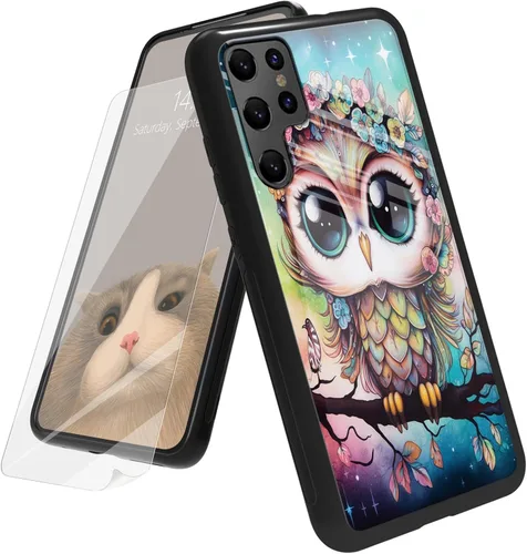 Vista 61 de Funda para Samsung Galaxy A12 5G con protector de pantalla, parte trasera de vidrio templado + TPU de silicona suave que absorbe los golpes