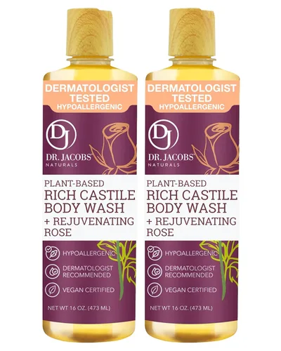 Vista 30 de Dr. Jacobs Naturals - Jabón líquido de Castilla puro, manteca de karité, jabón a base de plantas infundido con vitamina E y aloe vera para hidratar