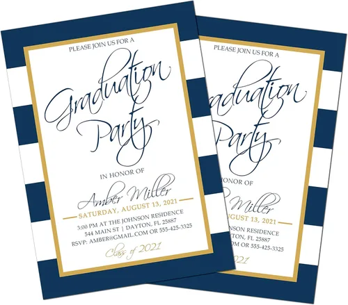 Graduation Party Invitation | Graduation Party | Navy and Gold | Graduation Invitation | Class of 2021 | College | High School