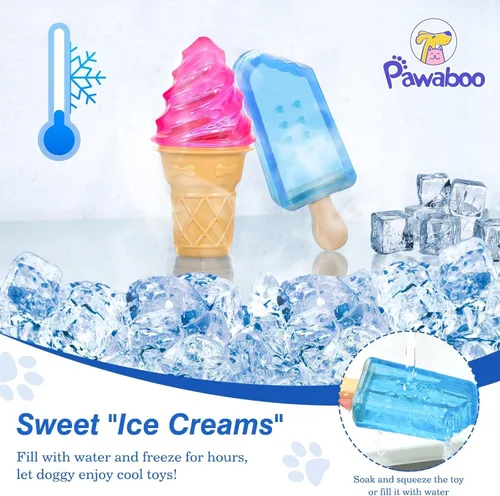 Vista 3 de Pawaboo Juguetes masticables refrescantes para perros, paquete de 2 juguetes congelables para dentición de mascotas para cachorros para enfriar