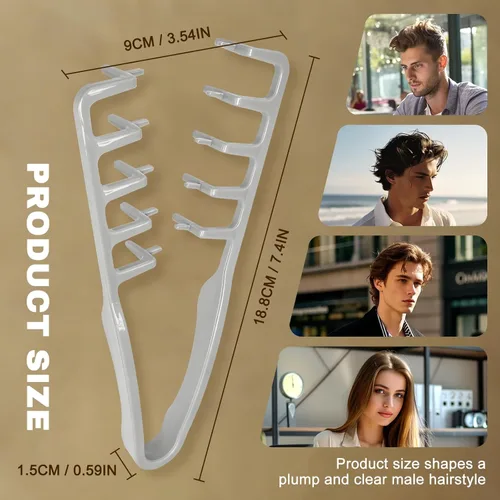 Vista 7 de Texture Comb – Peine de peinado de dientes anchos para hombres y mujeres (gris)