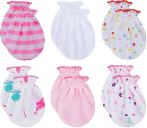 RATIVE Manoplas de bebé de algodón orgánico antiarañazos para recién nacidos de 0 a 6 meses Esenciales para bebés imprescindibles para niños y niñas