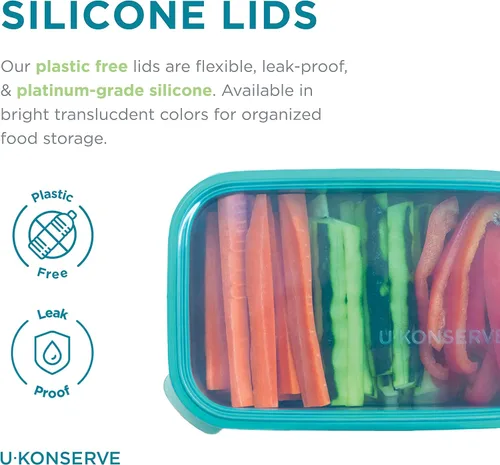Vista 3 de U Konserve Contenedor rectangular de acero inoxidable para almacenamiento de alimentos, tapa de silicona a prueba de fugas, apto para lavavajillas