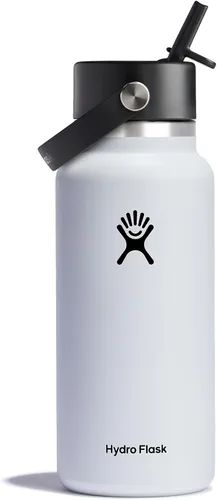 Hydro Flask Botella de agua – Acero inoxidable aislado – Tapa flexible con popote de boca ancha, antiderrames, a prueba de fugas y recargable en